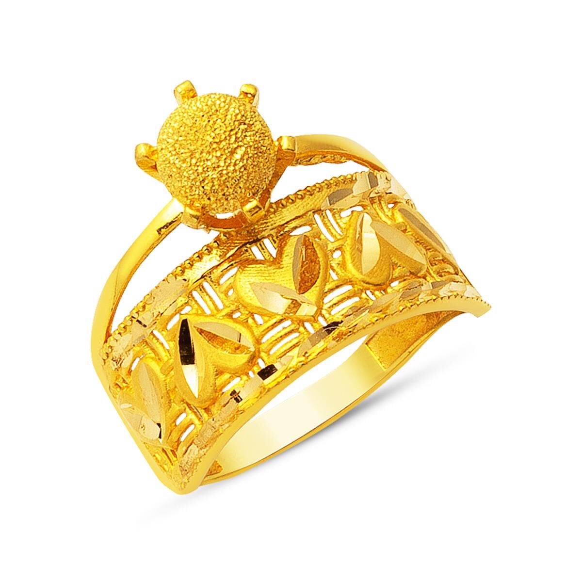 22K Yellow Gold Heart Ball Ring