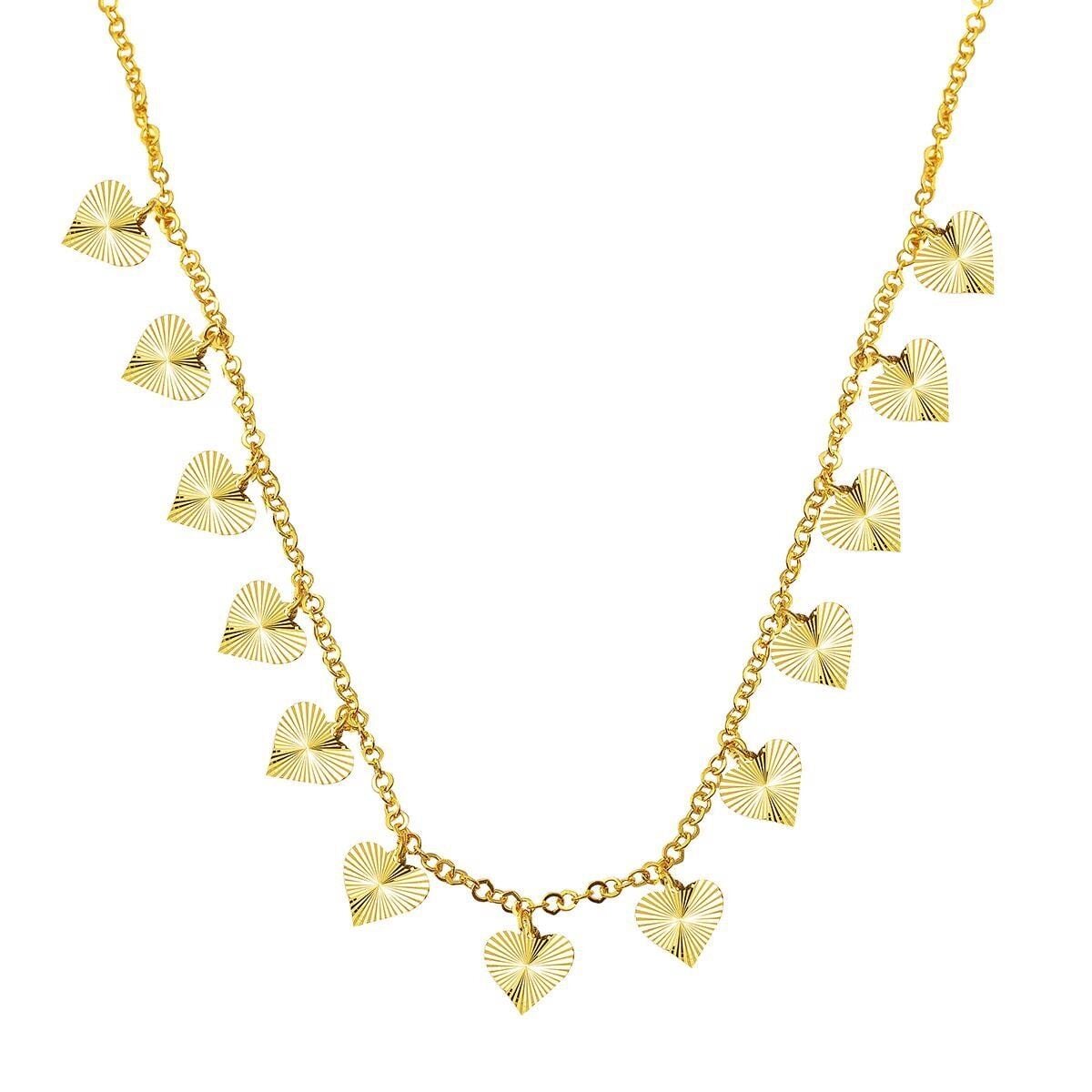 22K Yellow Gold Heart Chain Necklace
