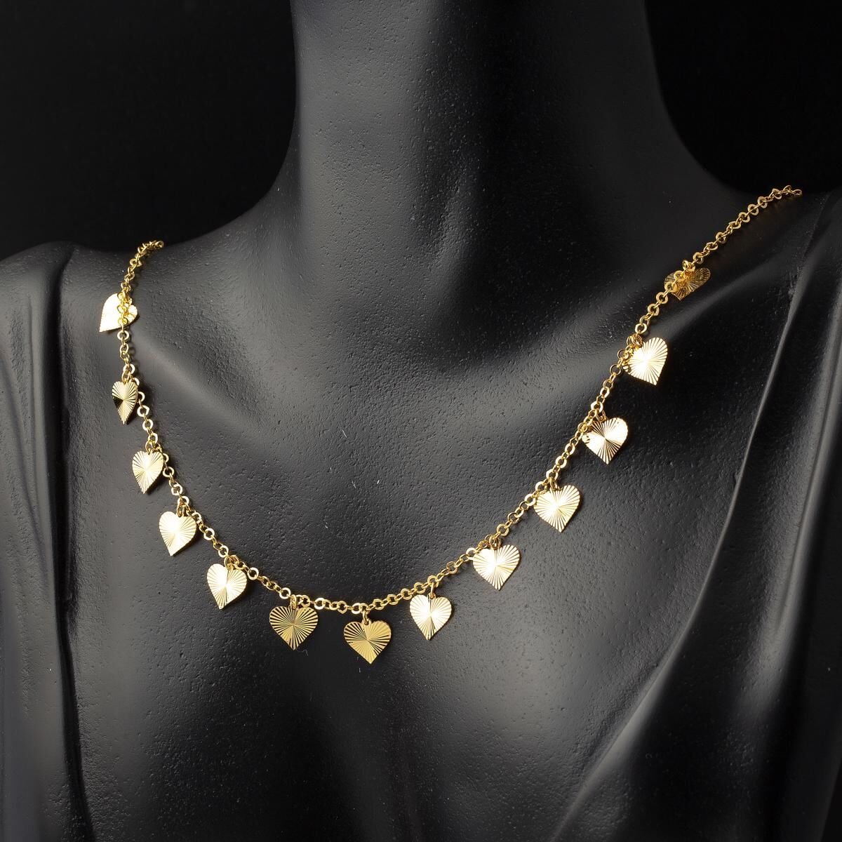 22K Yellow Gold Heart Chain Necklace