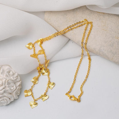 22K Yellow Gold Heart Chain Necklace