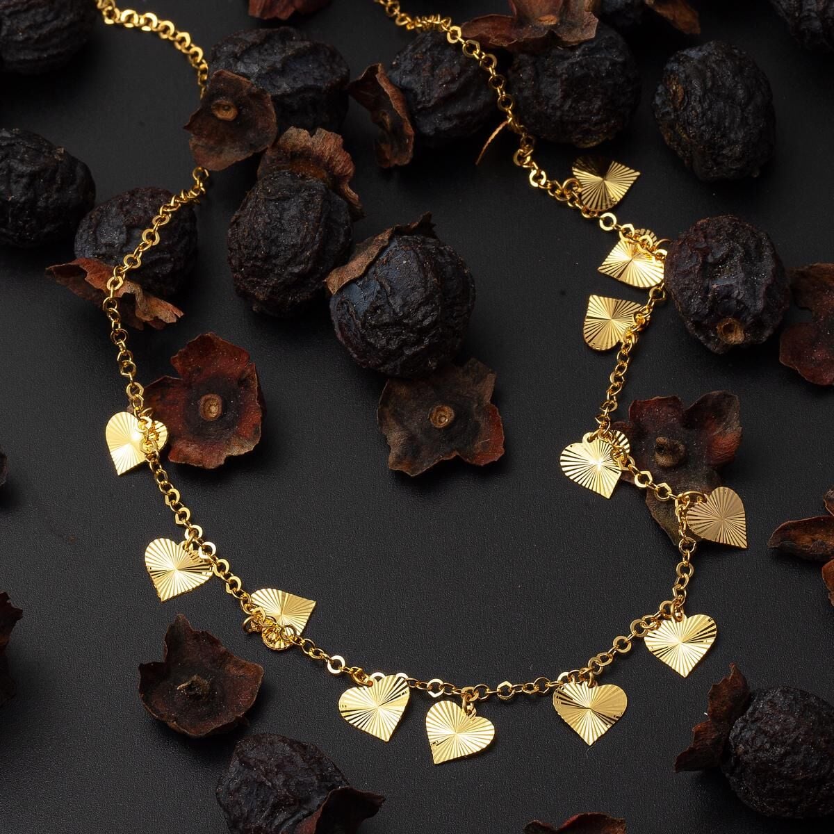 22K Yellow Gold Heart Chain Necklace