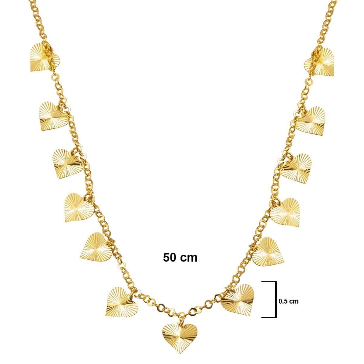 22K Yellow Gold Heart Chain Necklace
