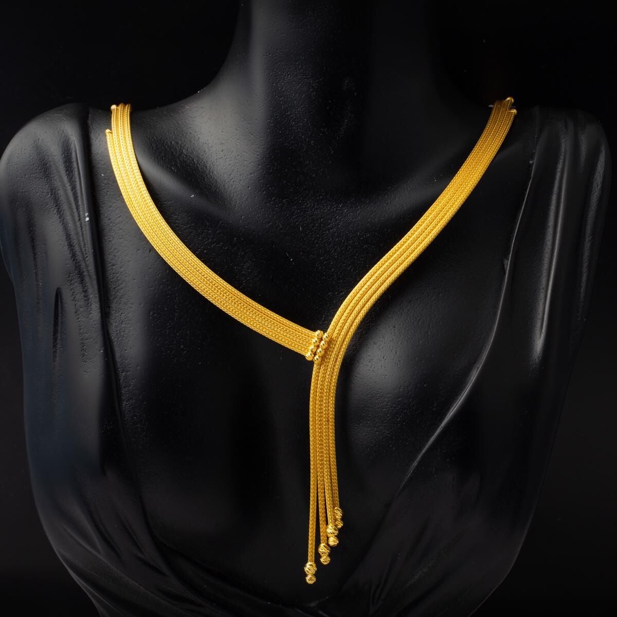 22K Yellow Gold Woven Link Collar Necklace