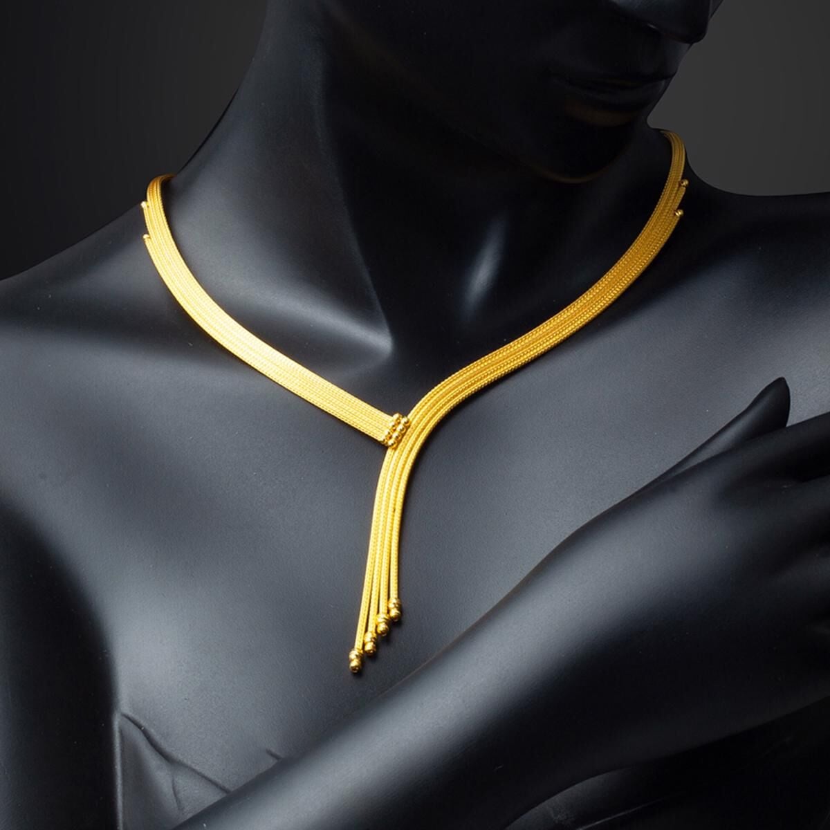 22K Yellow Gold Woven Link Collar Necklace