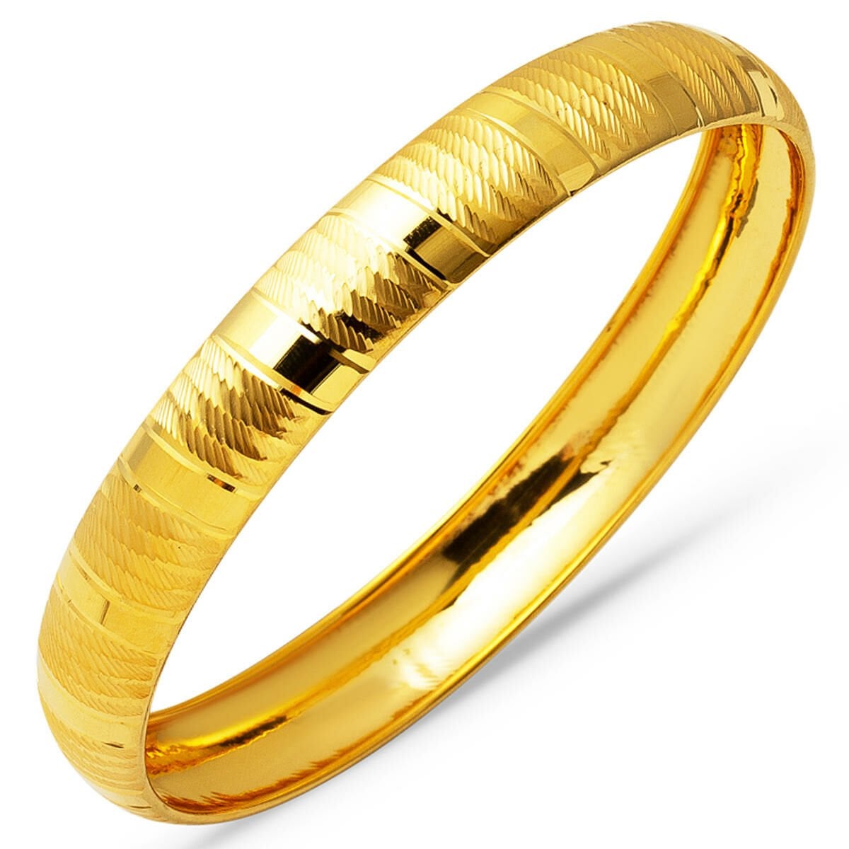 14K Yellow Gold Channel Gift Bangle