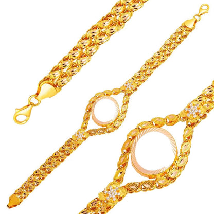 14K Yellow Gold Snowflake Quarter Coin Bezel-Set Cubic Zirconia Bracelet