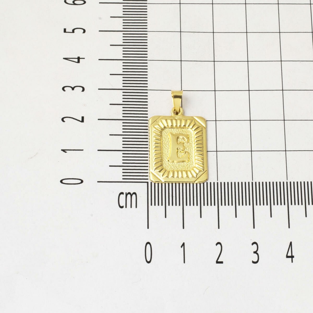 14K Yellow Gold Square Plate Initial E Pendant