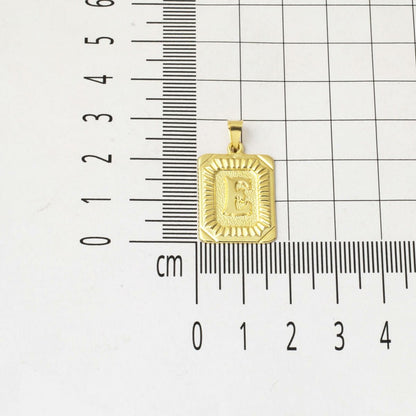 14K Yellow Gold Square Plate Initial E Pendant