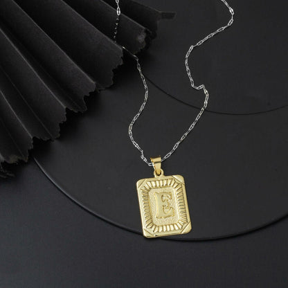 14K Yellow Gold Square Plate Initial E Pendant
