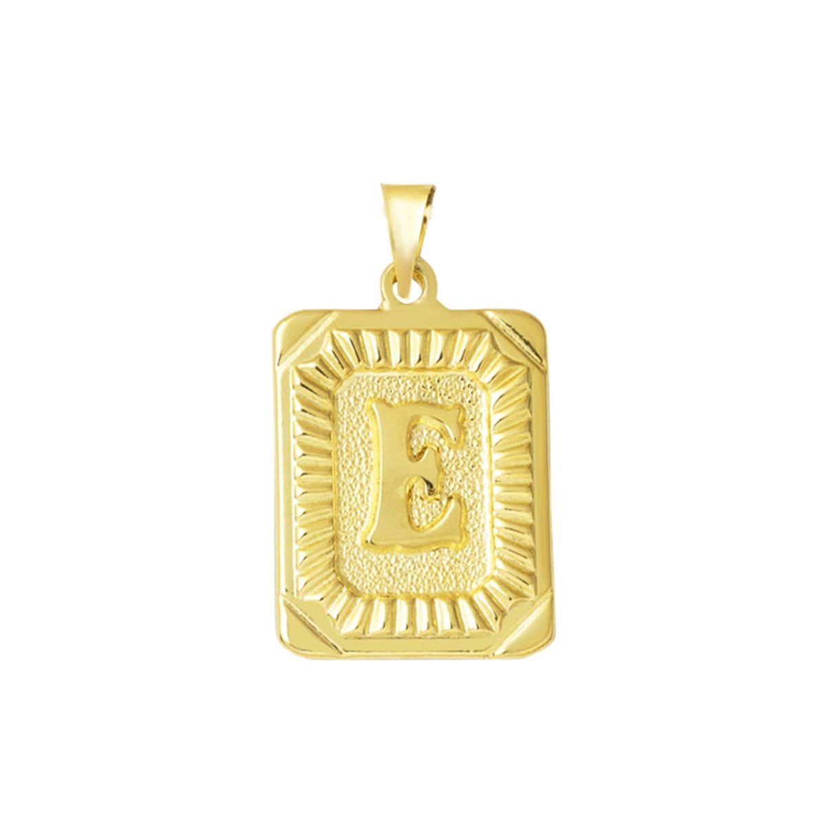 14K Yellow Gold Square Plate Initial E Pendant