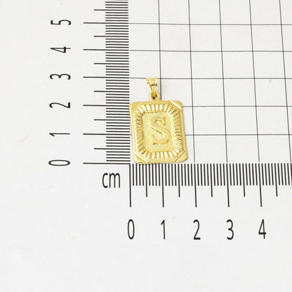 14K Yellow Gold Square Plate S Initial Pendant