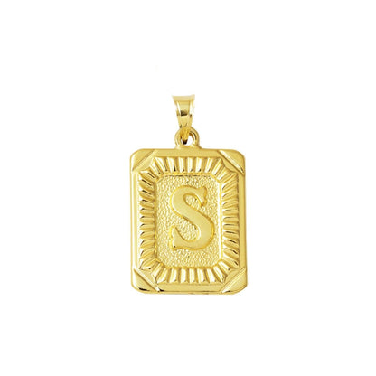 14K Yellow Gold Square Plate S Initial Pendant