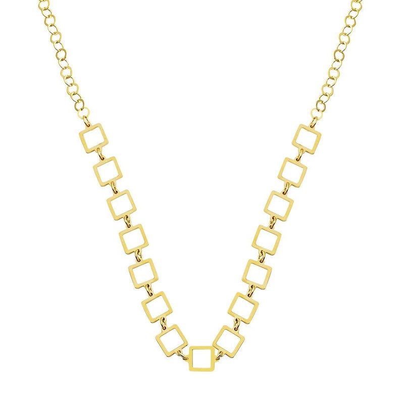 14K Yellow Gold Square Hoop Chain Necklace