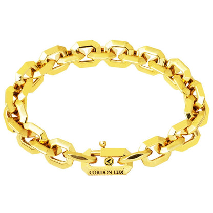 14K Yellow Gold Square Hoop Enamel Chain Bracelet