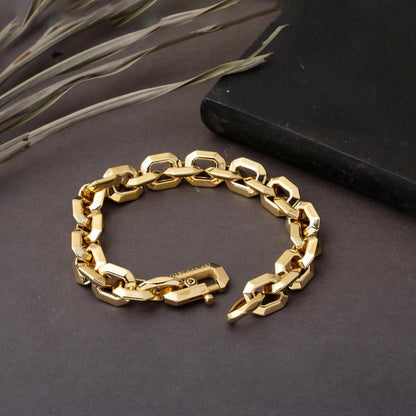 14K Yellow Gold Square Hoop Enamel Chain Bracelet