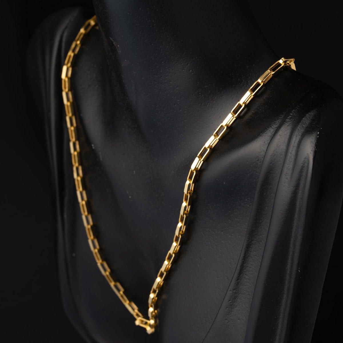 22K Yellow Gold Square Hoop Chain Necklace 55 cm