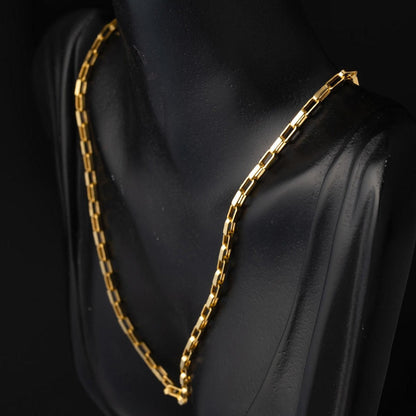 22K Yellow Gold Square Hoop Chain Necklace 55 cm