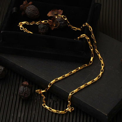 22K Yellow Gold Square Hoop Chain Necklace 55 cm
