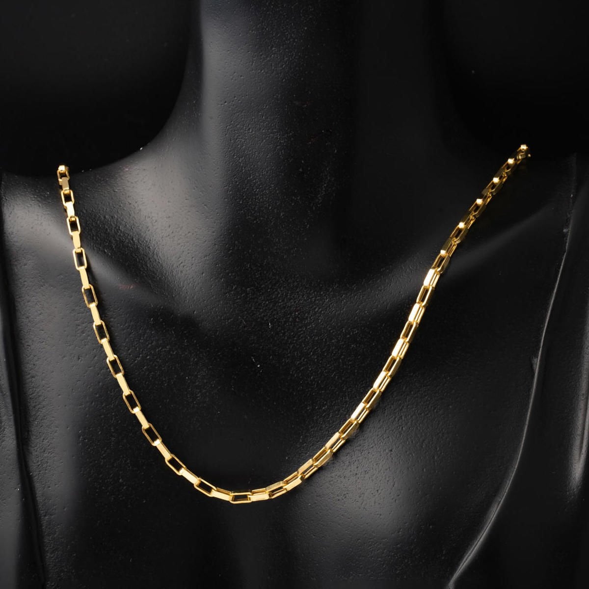 22K Yellow Gold Square Hoop Chain Necklace 55 cm