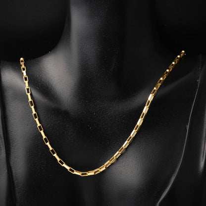 22K Yellow Gold Square Hoop Chain Necklace 55 cm