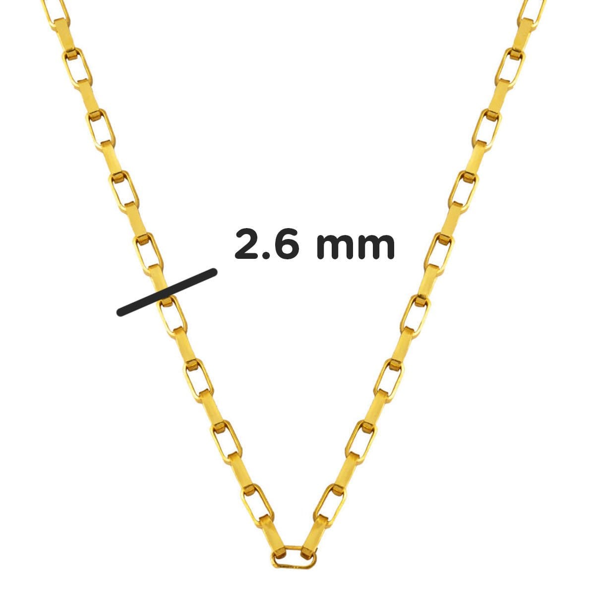 22K Yellow Gold Square Hoop Chain Necklace 55 cm