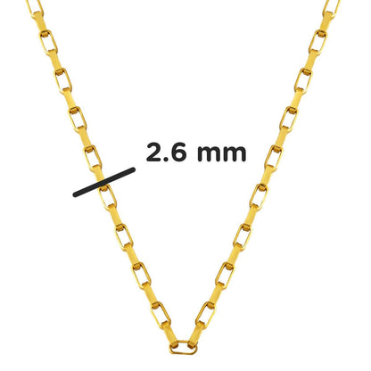 22K Yellow Gold Square Hoop Chain Necklace 55 cm
