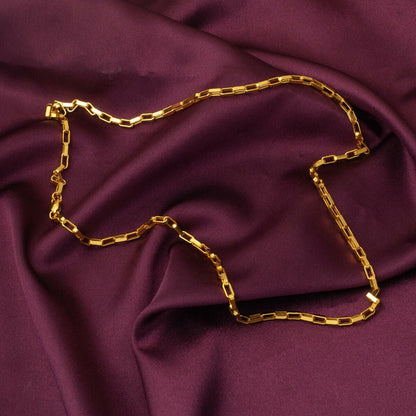 22K Yellow Gold Square Hoop Chain Necklace 55 cm