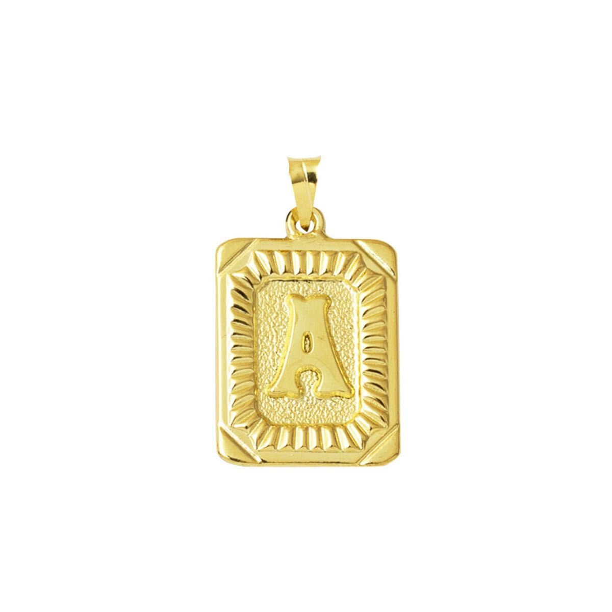 14K Yellow Gold Square Plate Initial A Pendant