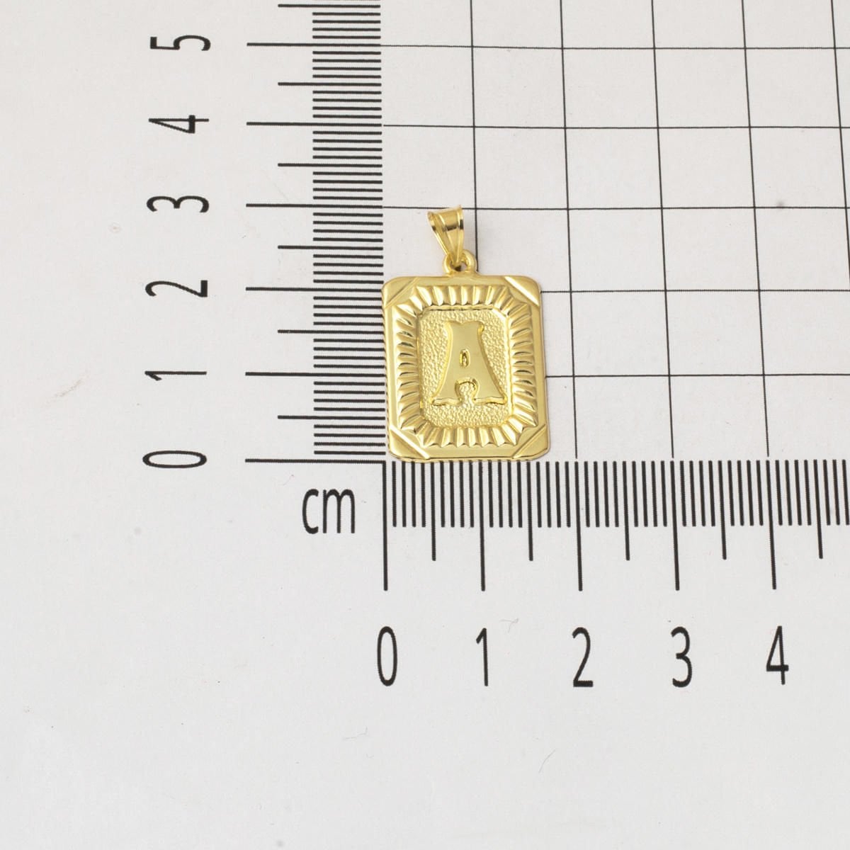 14K Yellow Gold Square Plate Initial A Pendant