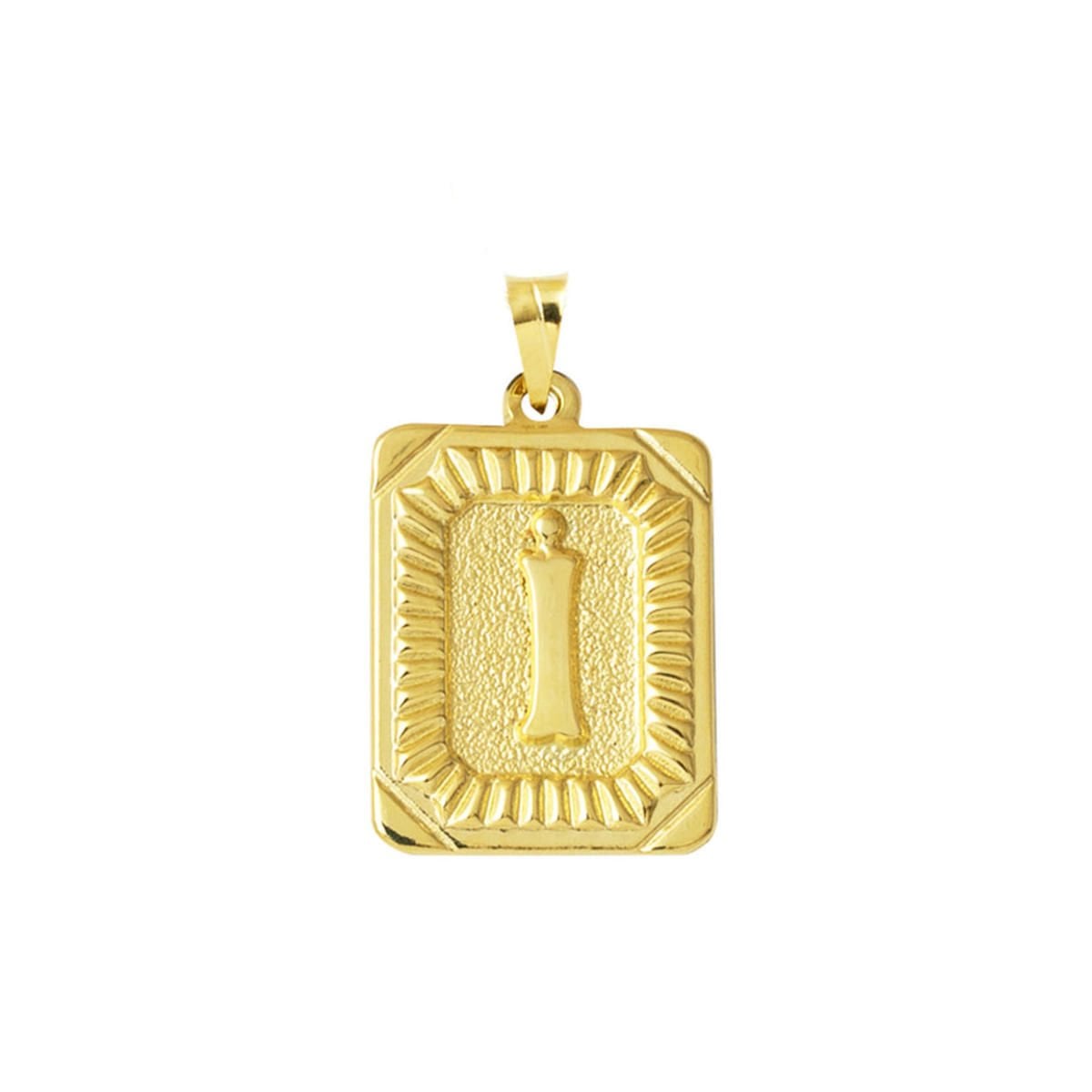 14K Yellow Gold Square Plate I Initial Pendant