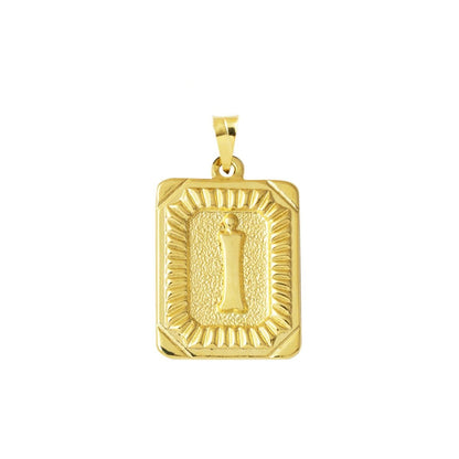 14K Yellow Gold Square Plate I Initial Pendant