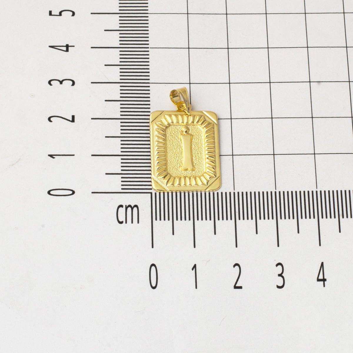 14K Yellow Gold Square Plate I Initial Pendant