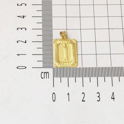 14K Yellow Gold Square Plate I Initial Pendant