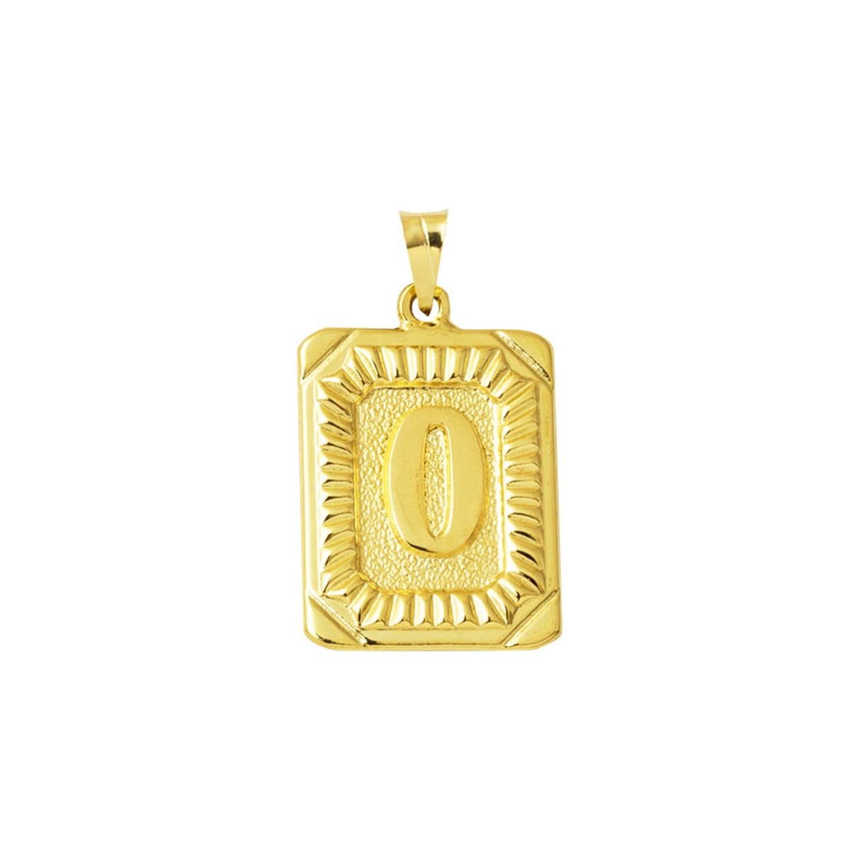 14K Yellow Gold Square Plate O Initial Pendant