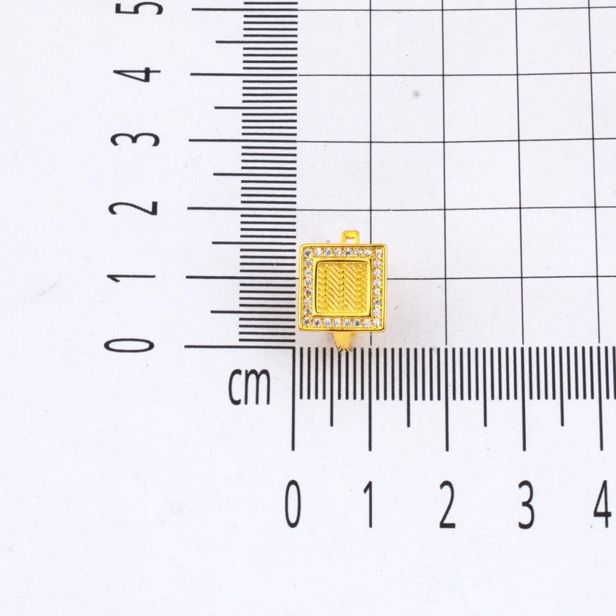 14K Yellow Gold Square Cubic Zirconia Mesh Earrings