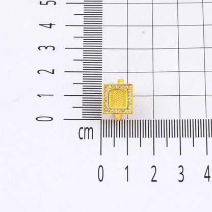 14K Yellow Gold Square Cubic Zirconia Mesh Earrings