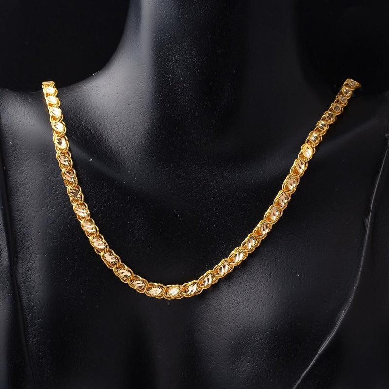 22K Yellow Gold Watermelon Seed Sequin Chain 50 cm