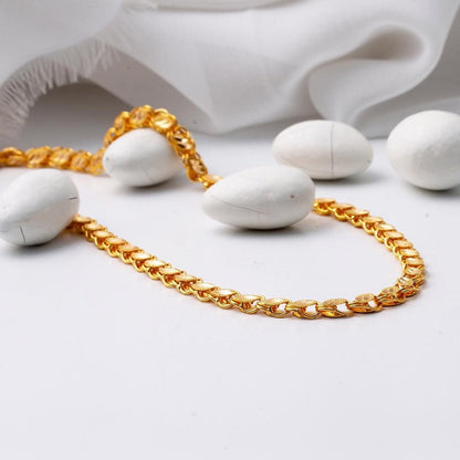 22K Yellow Gold Watermelon Seed Sequin Chain 55 cm