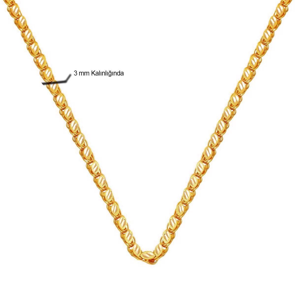 14K Yellow Gold Watermelon Seed Sequin Chain 55 cm