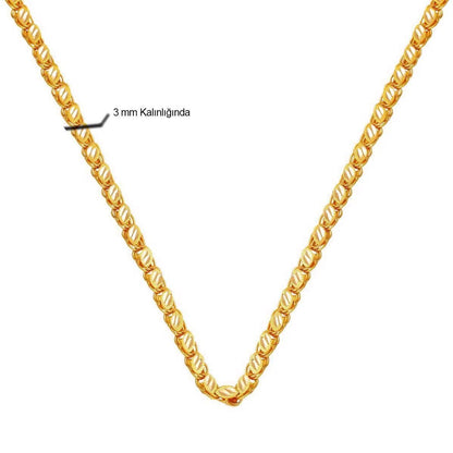 14K Yellow Gold Watermelon Seed Sequin Chain 55 cm
