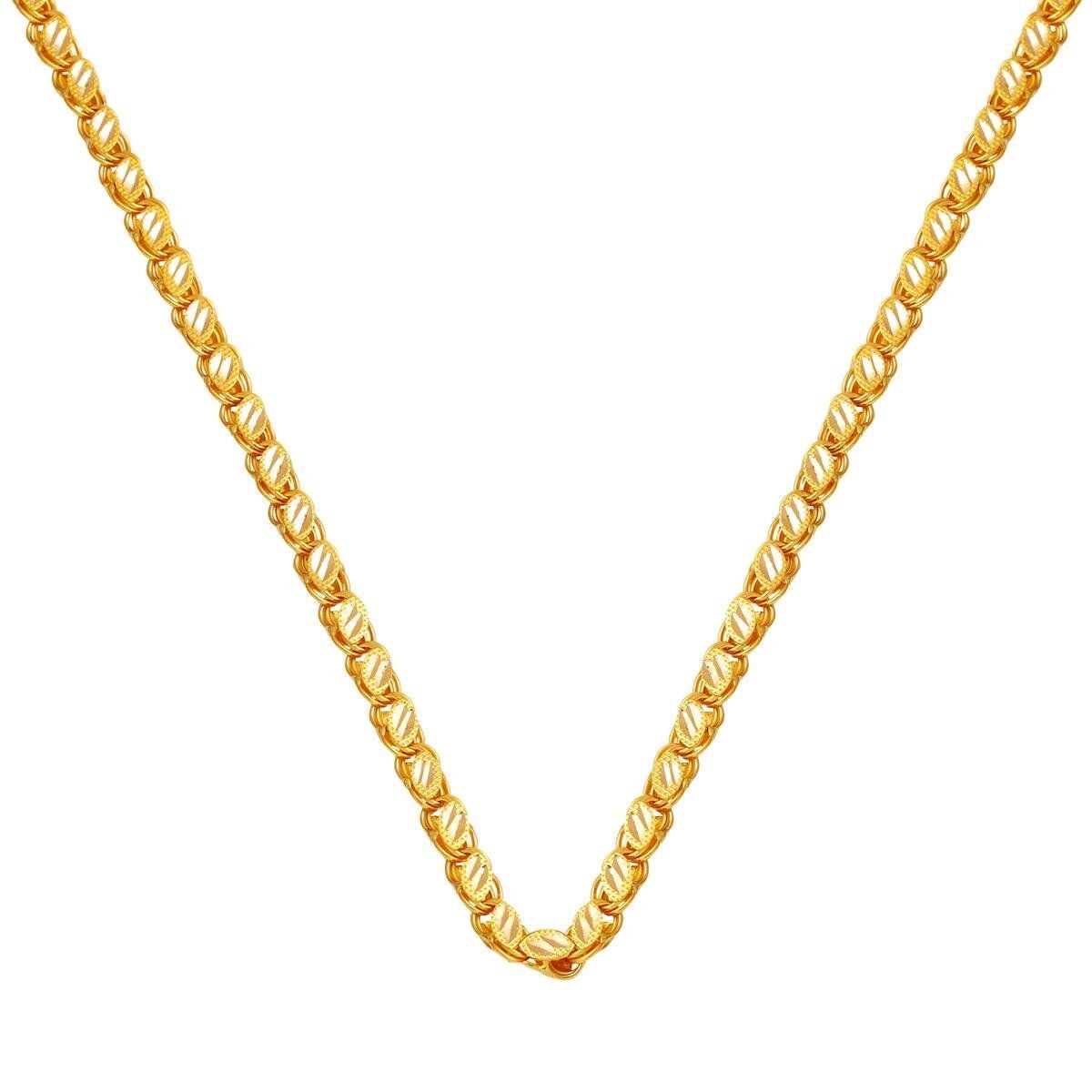 14K Yellow Gold Watermelon Seed Sequin Chain 55 cm
