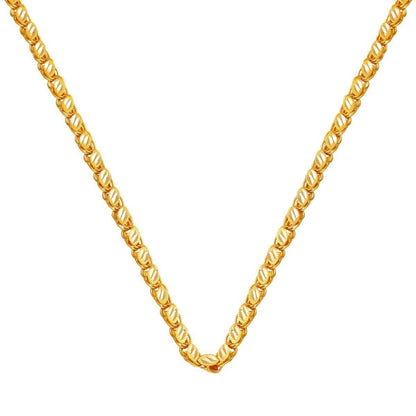 14K Yellow Gold Watermelon Seed Sequin Chain 55 cm