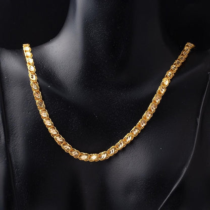 14K Yellow Gold Watermelon Seed Sequin Chain 55 cm