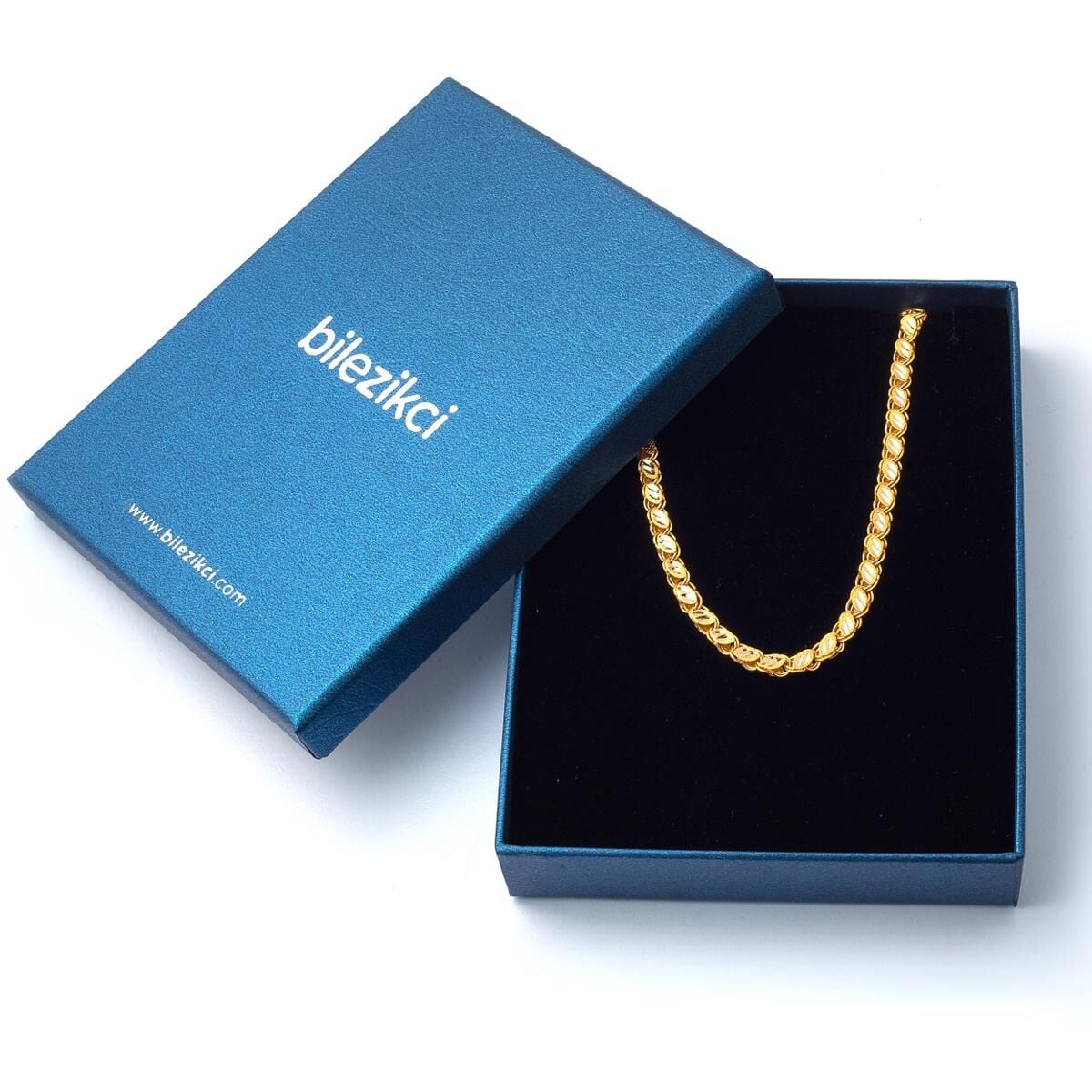 14K Yellow Gold Watermelon Seed Sequin Chain 55 cm