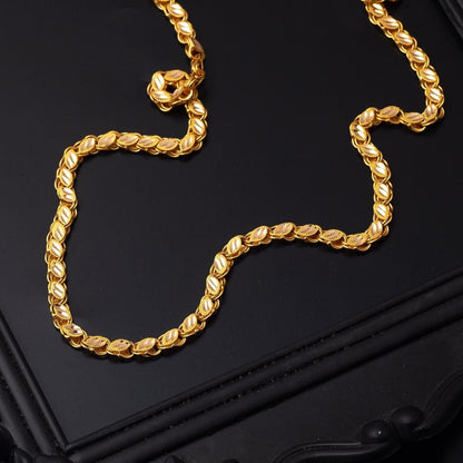 14K Yellow Gold Watermelon Seed Sequin Chain 55 cm