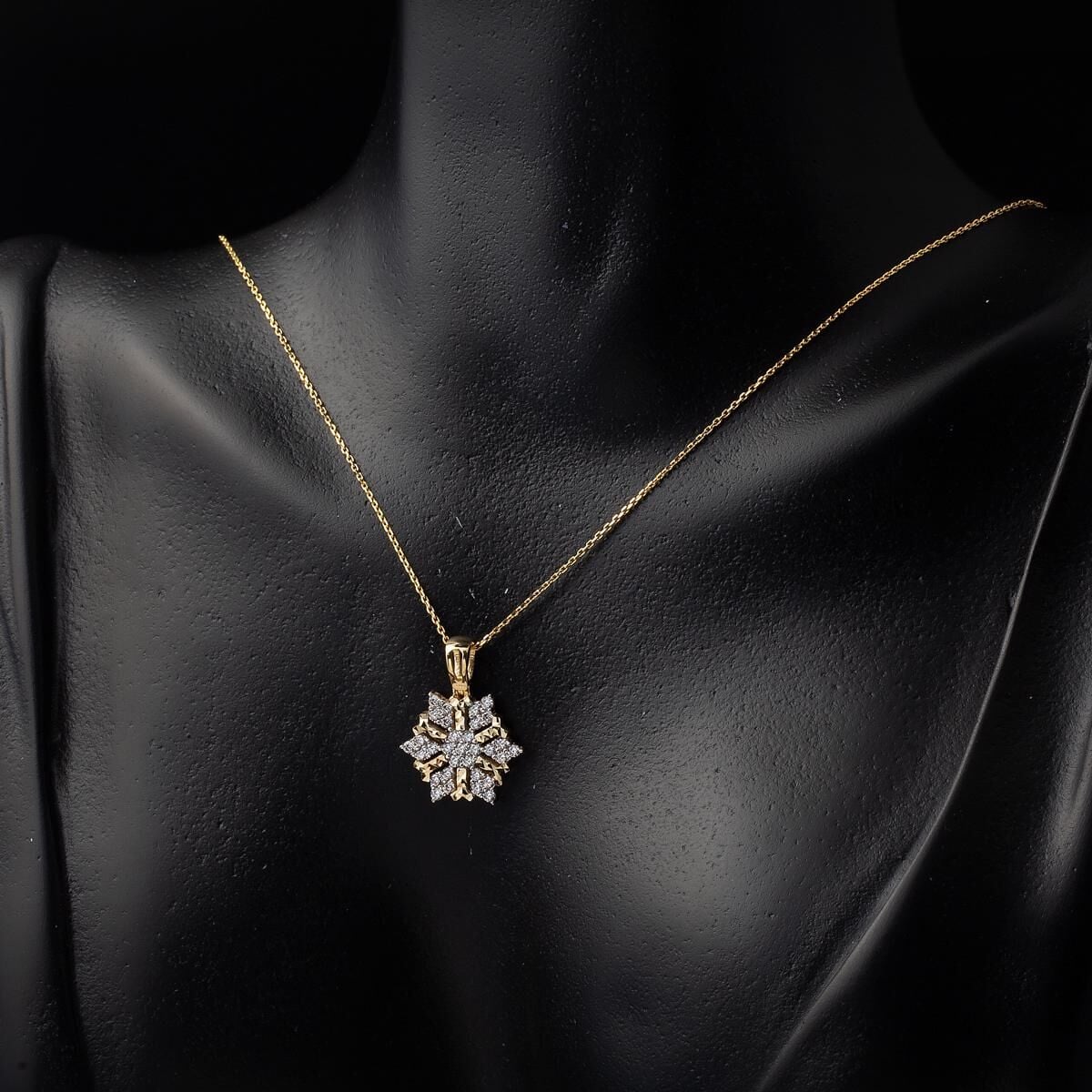 14K Yellow Gold Snowflake Cubic Zirconia Jewelry Set