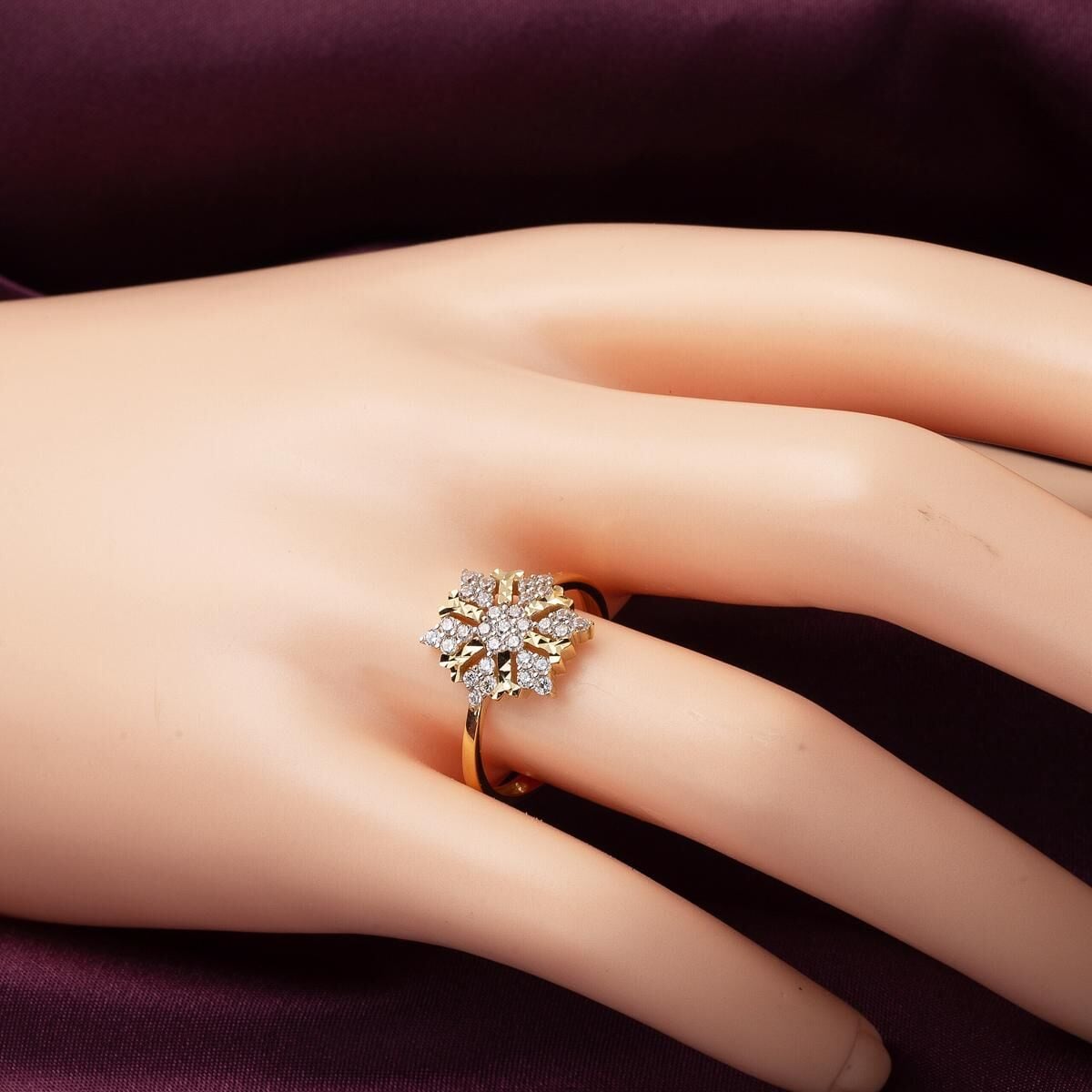 14K Yellow Gold Snowflake Cubic Zirconia Jewelry Set
