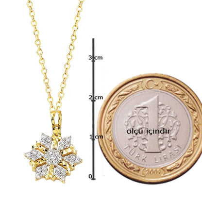 14K Yellow Gold Snowflake Cubic Zirconia Jewelry Set