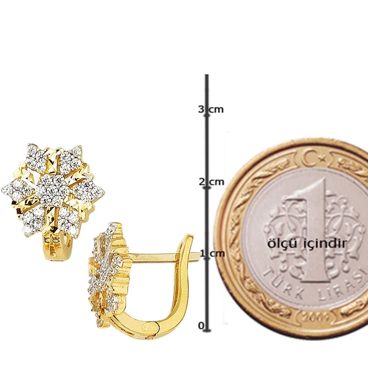 14K Yellow Gold Snowflake Cubic Zirconia Jewelry Set