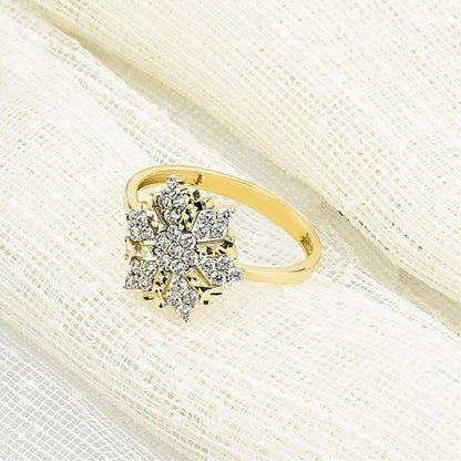 14K Yellow Gold Snowflake Cubic Zirconia Ring (2.21 g)